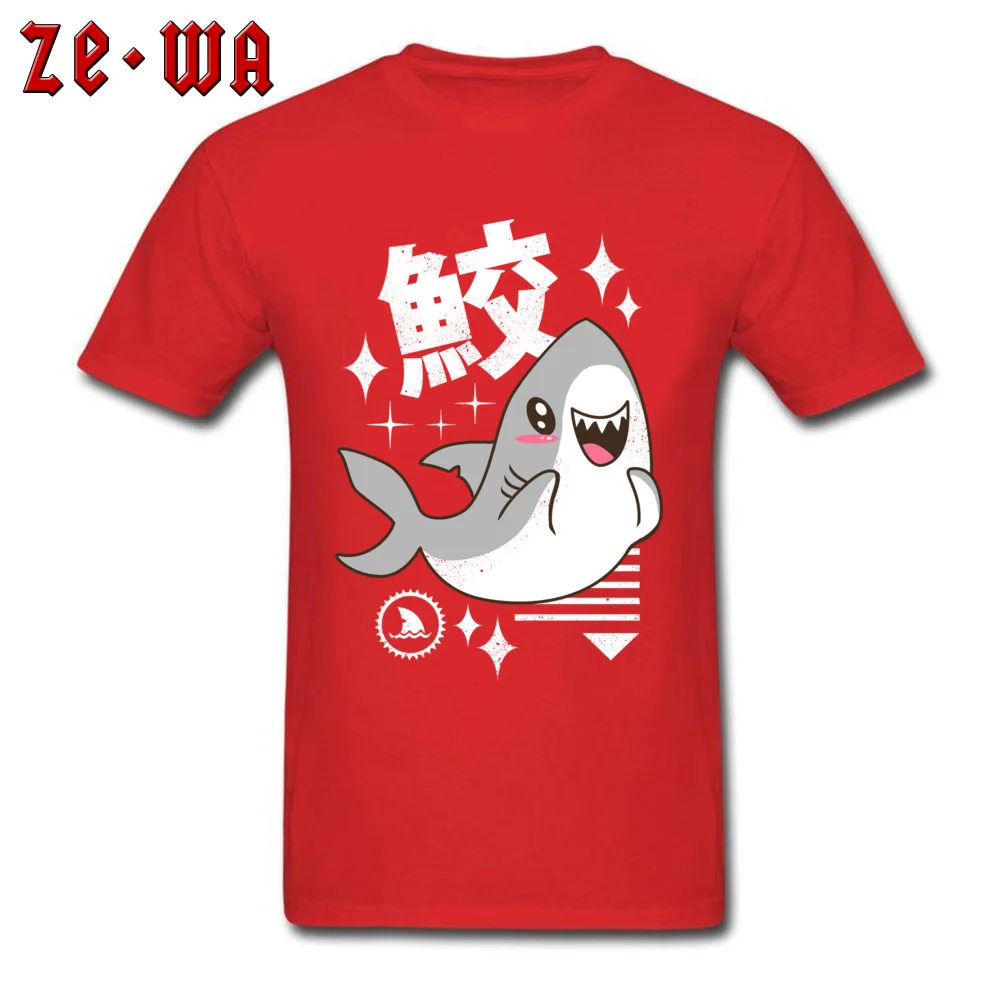 Футболка Kawaii Shark Мужская забавная одежда футболка с японским принтом Kanji милые