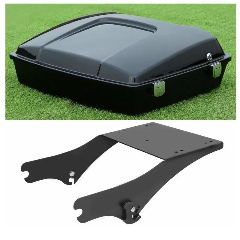 

Motorcycle Motorbike 5.5" Razor Pack Trunk & Black Mount Rack For Harley Tour Pak Touring Models Road King Electra Street Gilde