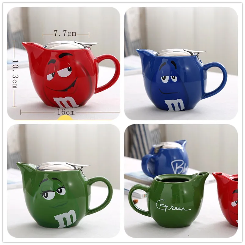 M& M кофейные кружки, керамические чашки и кружки, креативные кружки с милым рисунком, посуда для напитков