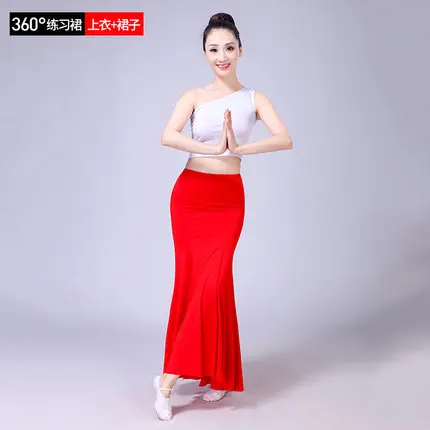 360 red skirt-shirt Женский комплект одежды для танцев 180-360, женский летний сексуальный танцевальный костюм, юбка фасона "Русалка"+ рубашка, женские юбки - Цвет: 360 red skirt-shirt