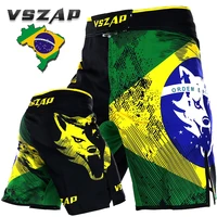 vszap mens brazil boxing shorts printing mma shorts fight grappling short polyester kick gel thai boxing shorts mma boxe