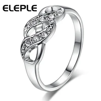eleple silver plated twisted icedout aaa zircon ring for engagement classic rings for women jewelry manufacturer lsr018