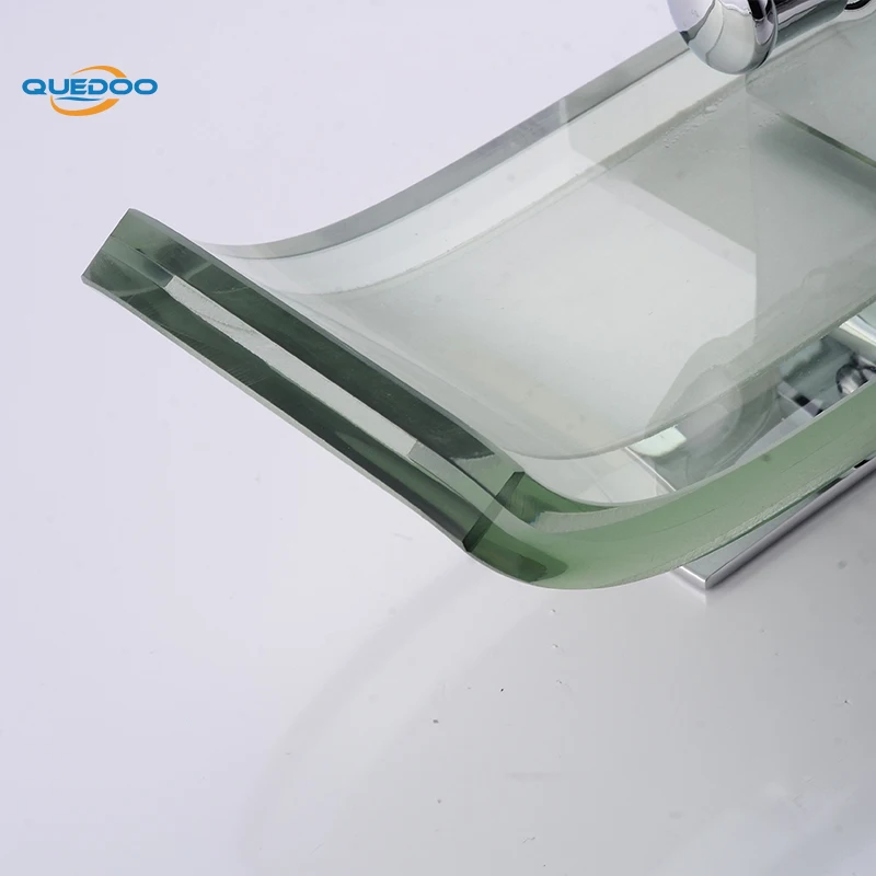 Смеситель для душа квадратный настенный водопад стеклянный носик ванный