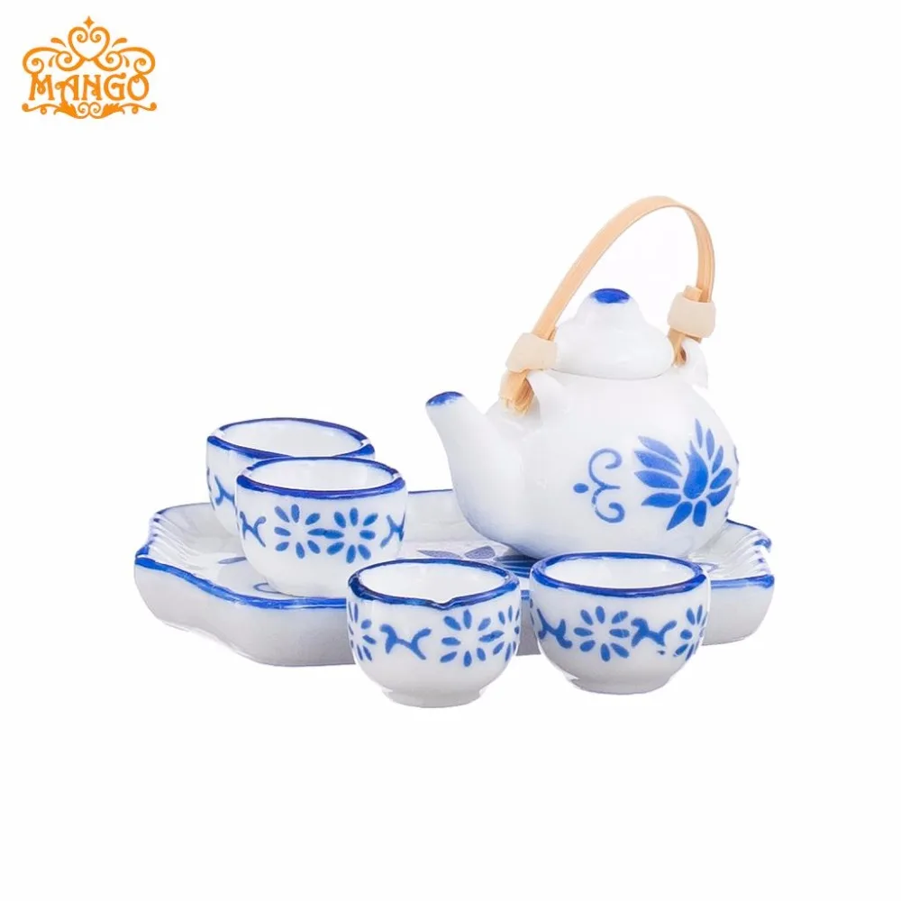 

1:12 Dollhouse Miniature Tableware Porcelain blue cups 6 pcs