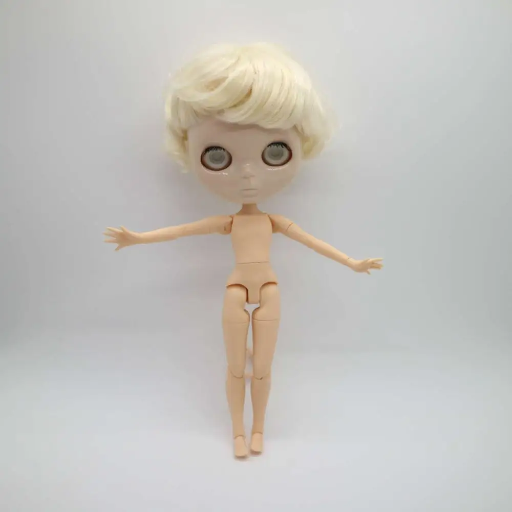 white hair Без глаз чипсы белая кожа мальчик без макияжа Обнаженная Блит кукла для DIY 20171220 - Цвет: white hair