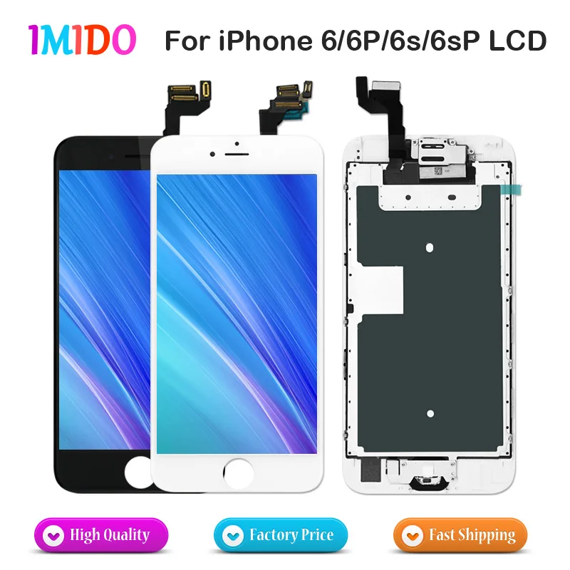 10 шт./Партия DHL EMS Китай ЖК-дисплей для iPhone 6 6 S PLUS дисплей+ Главная Кнопка+ фронтальная камера+ 3D сила сенсорный экран дигитайзер сборка