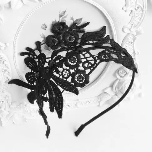 New arrival women's black lace embroidery floral hairbands party girl's lovely fashion headband hair accessories |