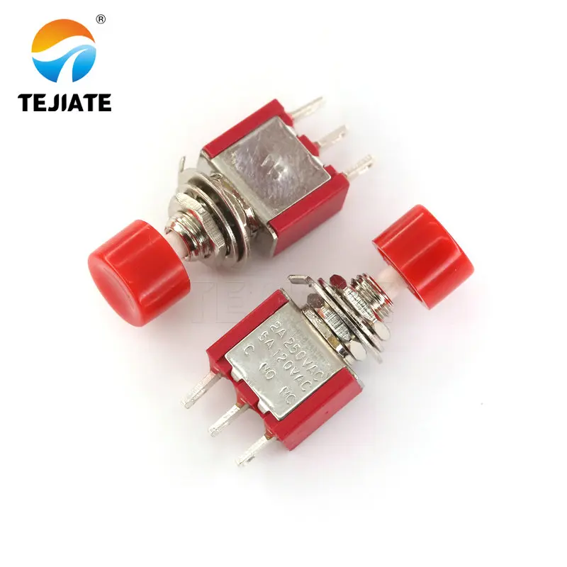 5 шт. 3 контактный Мгновенный Красный кнопочный переключатель PS 102 DS612 1NO 1NC