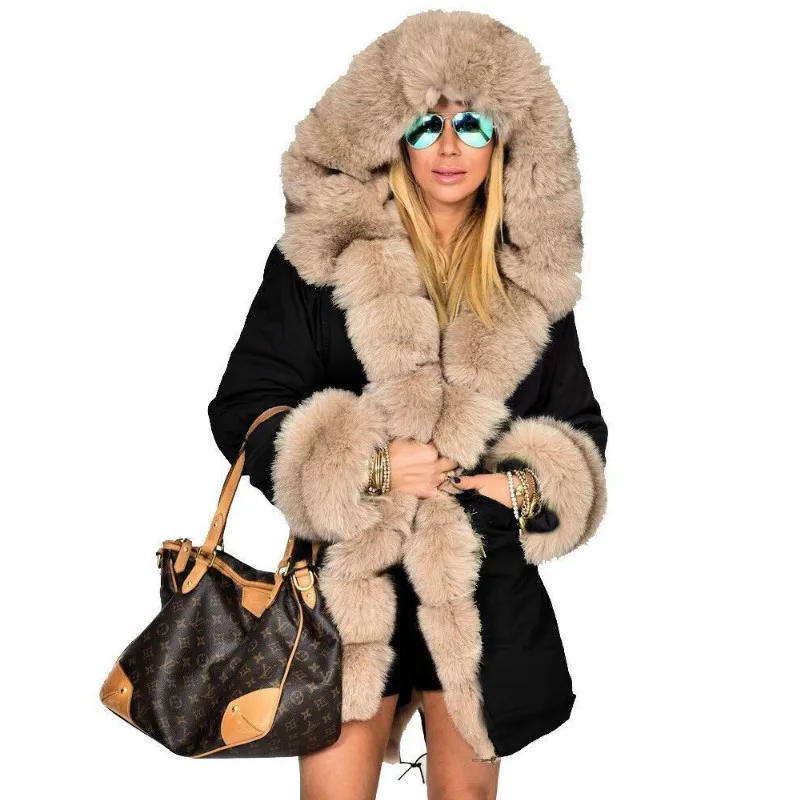 Зимняя длинная парка для беременных верхняя одежда с меховым воротником и