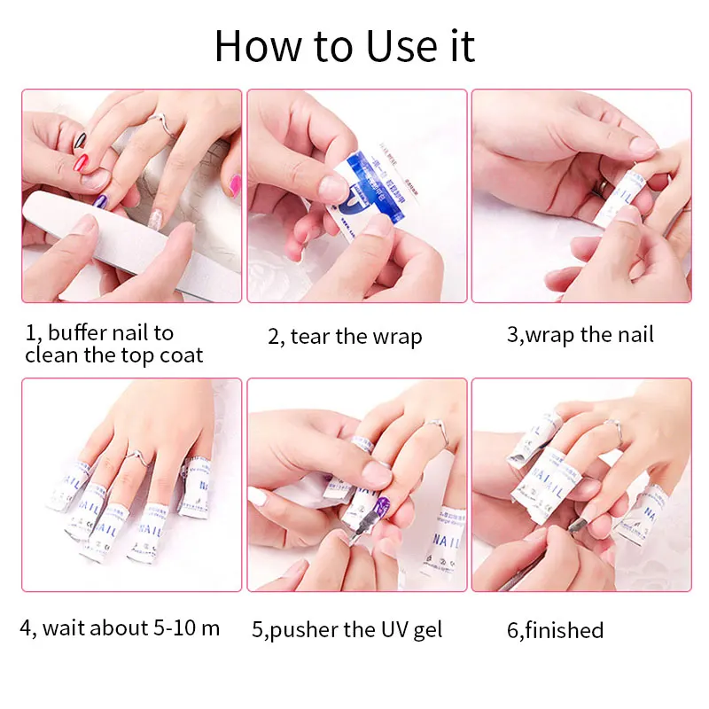 200 шт./кор. обертки для снятия лака ногтей салфетки удаления фольги средство