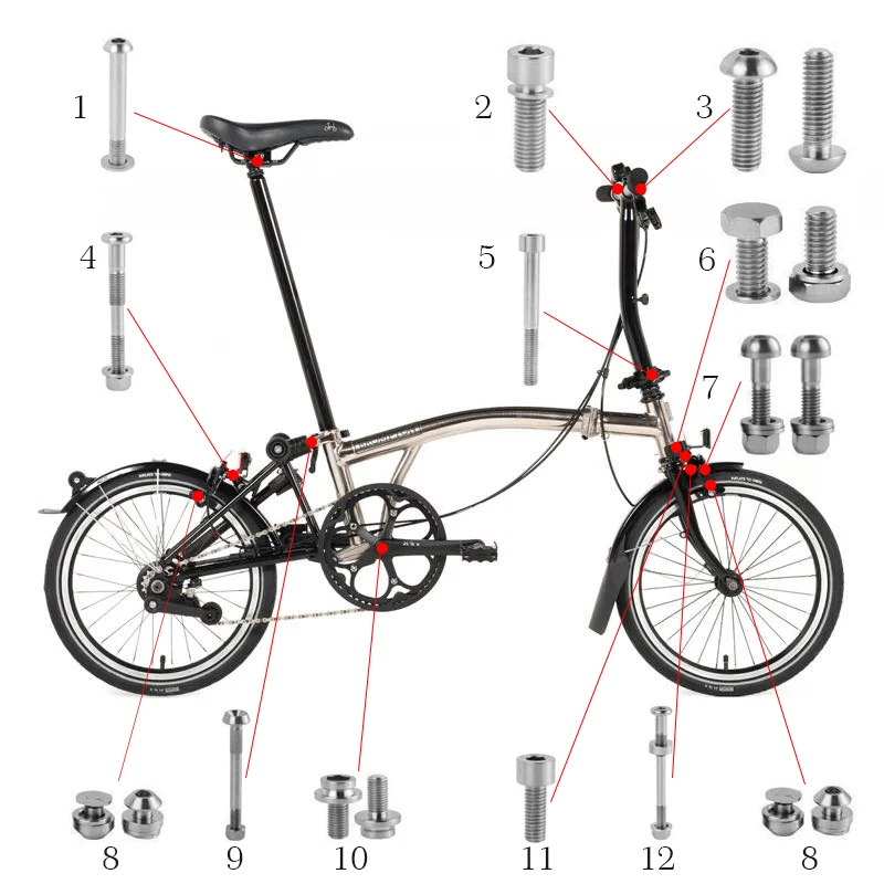 Велосипед титановые болты Винты Комплект для Brompton велосипед Тормозные руле