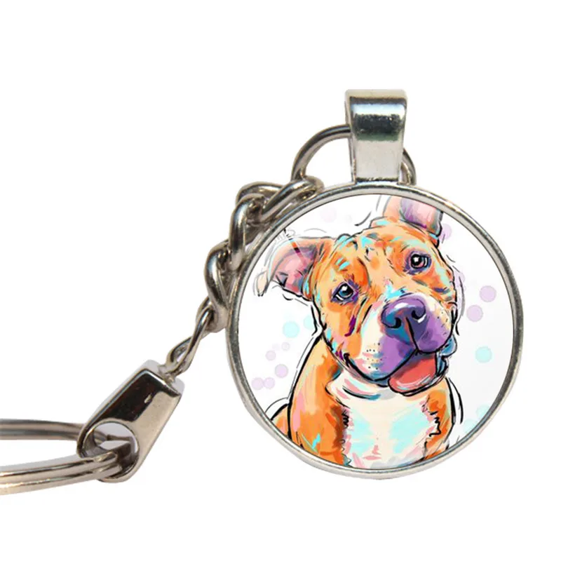 Pit Bull собачий брелок со стеклянным кабошоном питбултерьером для питомца щенка