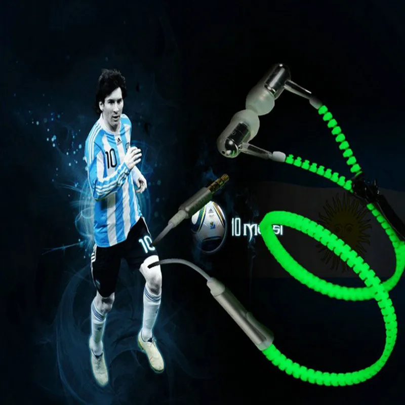 Модные металлические светящиеся наушники на молнии музыкальные стереонаушники