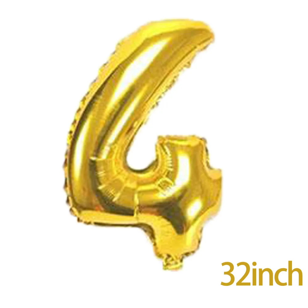 Цифры шары 32 дюйма гелиевые для детской вечеринки золотистые серебристые