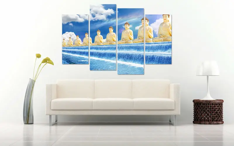 Framed Home decor art Print Blue sky buddha statue Painting On Canvas Art picture For Living room wall /PT0262 | Дом и сад