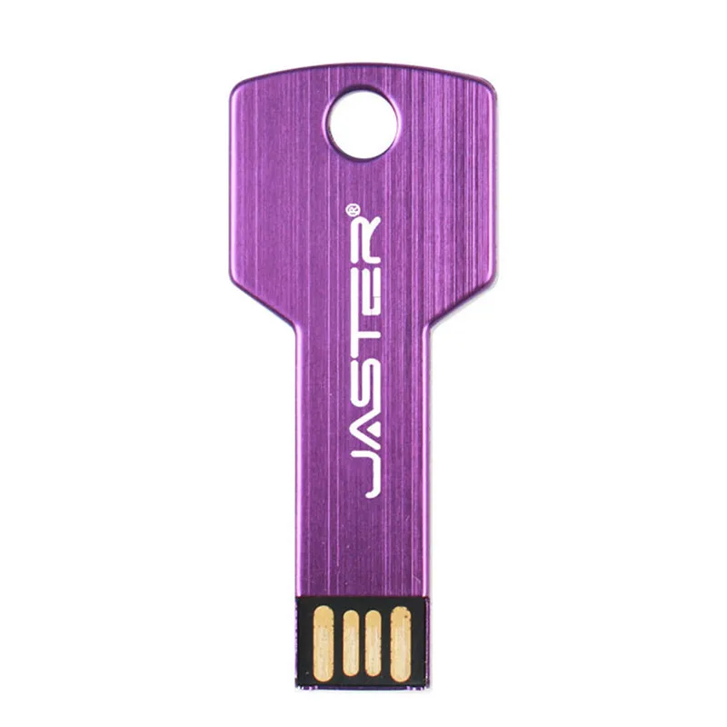 JASTER Металлический Ключ форма USB флэш-накопитель карта памяти брелок Флешка 4 ГБ 8 ГБ 16 ГБ 32 ГБ 64 ГБ U диск подарок(более 10 шт. бесплатный логотип - Цвет: Purple