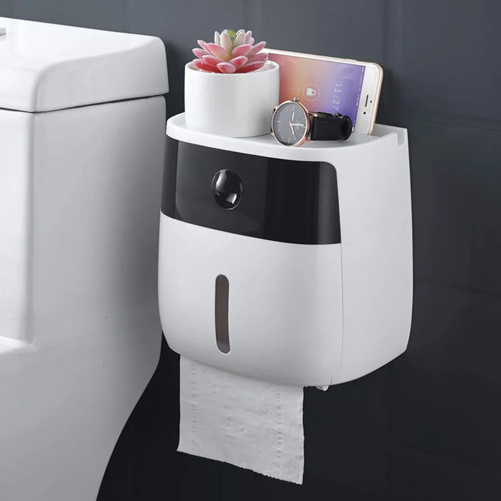 WC бумажный держатель для телефона с полкой для хранения коробка Ванная комната Туалетная рулонная бумага держатель настенное крепление пластиковая ванная комната