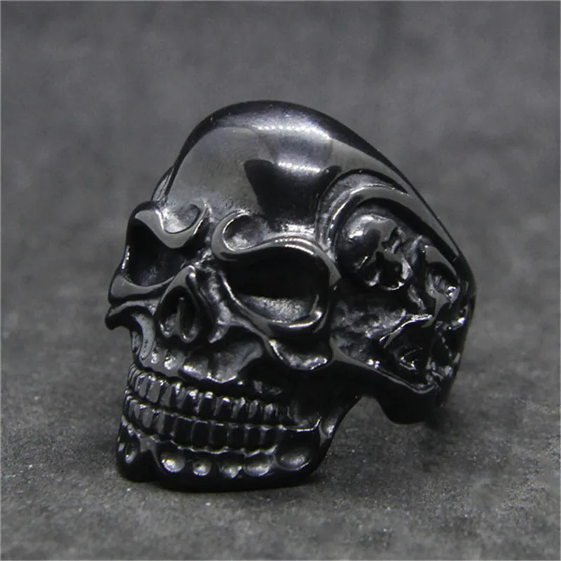 Support Dropship Black Ghost Skull Ring 316L Stainless Steel Fashion Jewelry Evil |