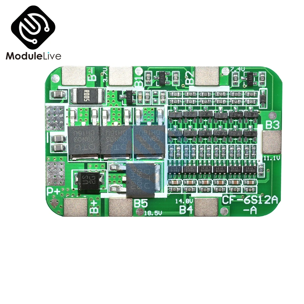 6S 15A 24V PCB BMS Защитная плата для 6 упаковок 18650 литий ионная литиевая батарея