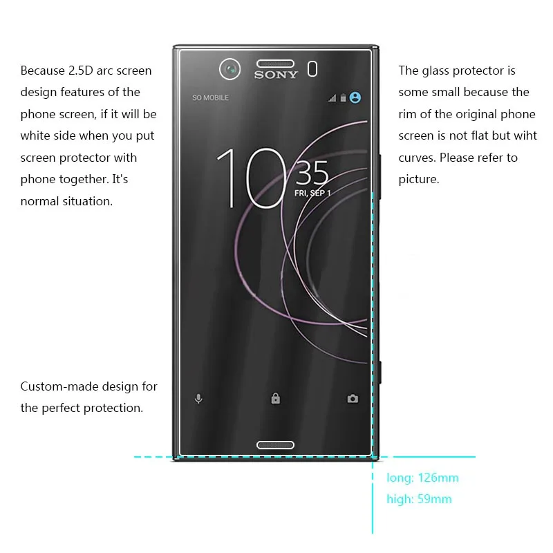 Для Sony Xperia XZ1 компактная защитная пленка из закаленного стекла 9H 2.5D на G8441 для G8341