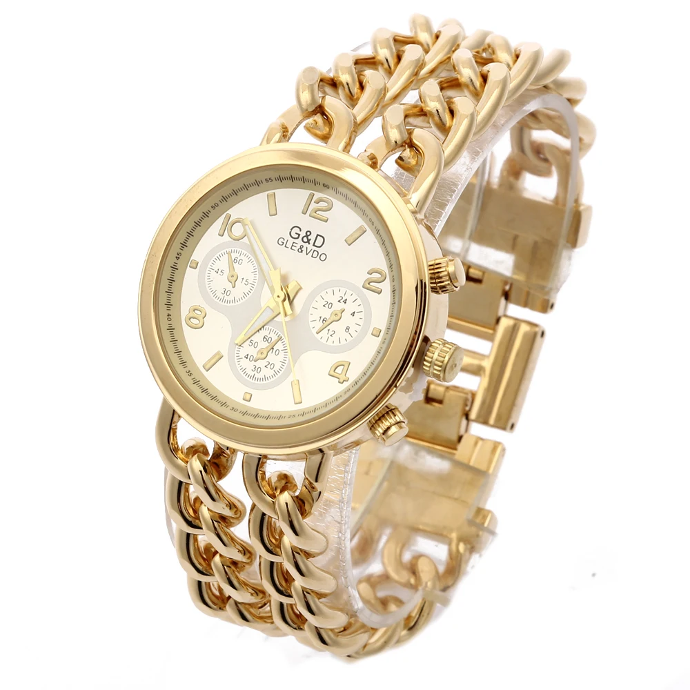 Часы G & D женские модные кварцевые из нержавеющей стали|gift gifts|gift womengift gold |