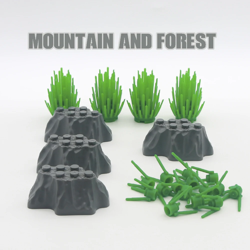 Кубики MOC в стиле милитари конструктор горные холмы лесные джунгли детали для