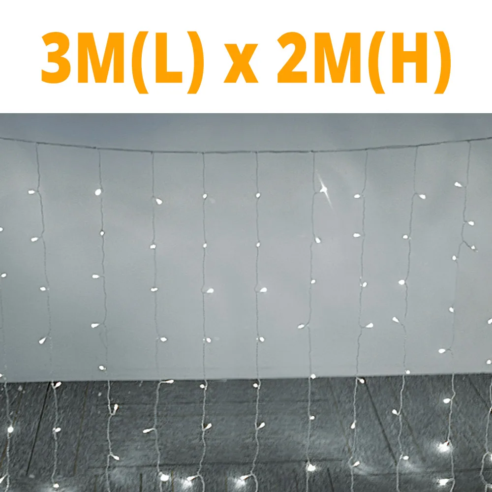 White 3x2M Гирлянда занавес светильник s светодиодный декоративный Сказочный светильник 110 В 220 В Уличный для праздника, свадьбы, вечеринки, сада, Нового года, Рождества - Испускаемый цвет: White 3x2M