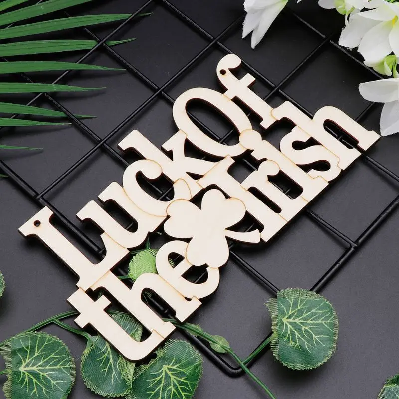 

Luck Of The Irish Clover Wooden Hanging Plaque Sign With 12 Colors Pigment 2 Paint Brushes Set For Happy St. Patrick's Day Ornam