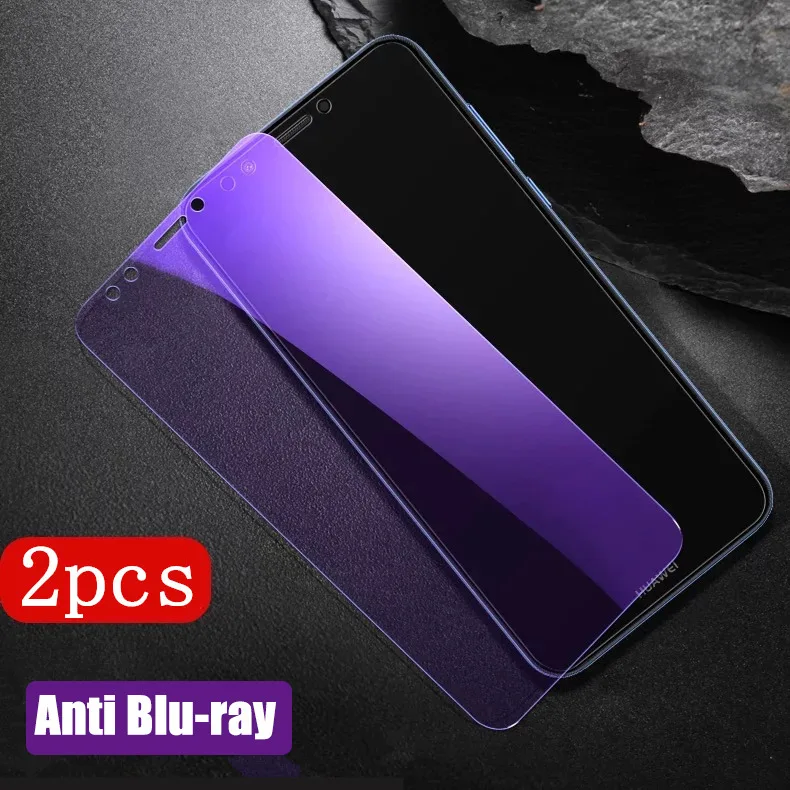Anti Blu-ray 2pcs 2 шт закаленное стекло для huawei Y6 Y5 Prime Защитная пленка для экрана 9H против Blu-Ray стеклянная Защитная пленка для huawei y5 prime - Цвет: Anti Blu-ray 2pcs