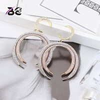 be 8 new trendy half moon shape statement earrings long drop dangle earrings for women fashion zirconia jewelry e611
