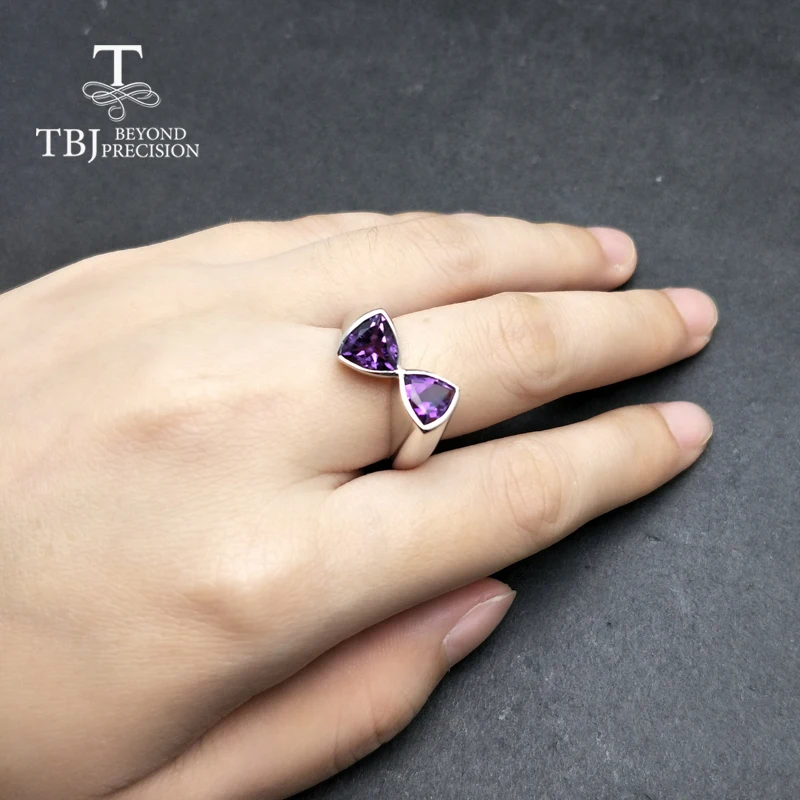 TBJ классический простой стиль натуральный аметист треугольный цветной камень