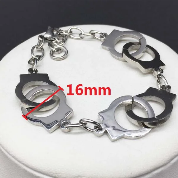 Модные панковские мужские/женские наручники из нержавеющей стали браслеты на