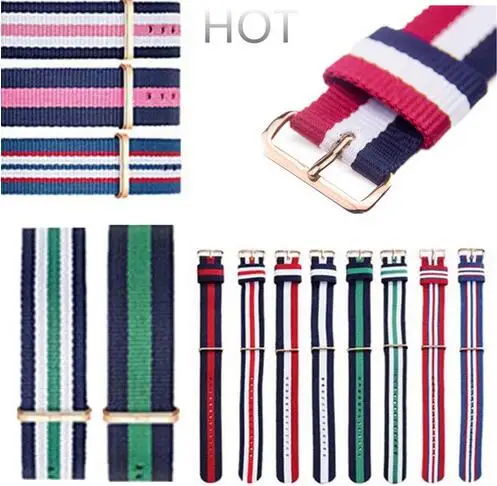 Модные Повседневное Элитный бренд нейлон ремешок 18/20 мм золото и серебро