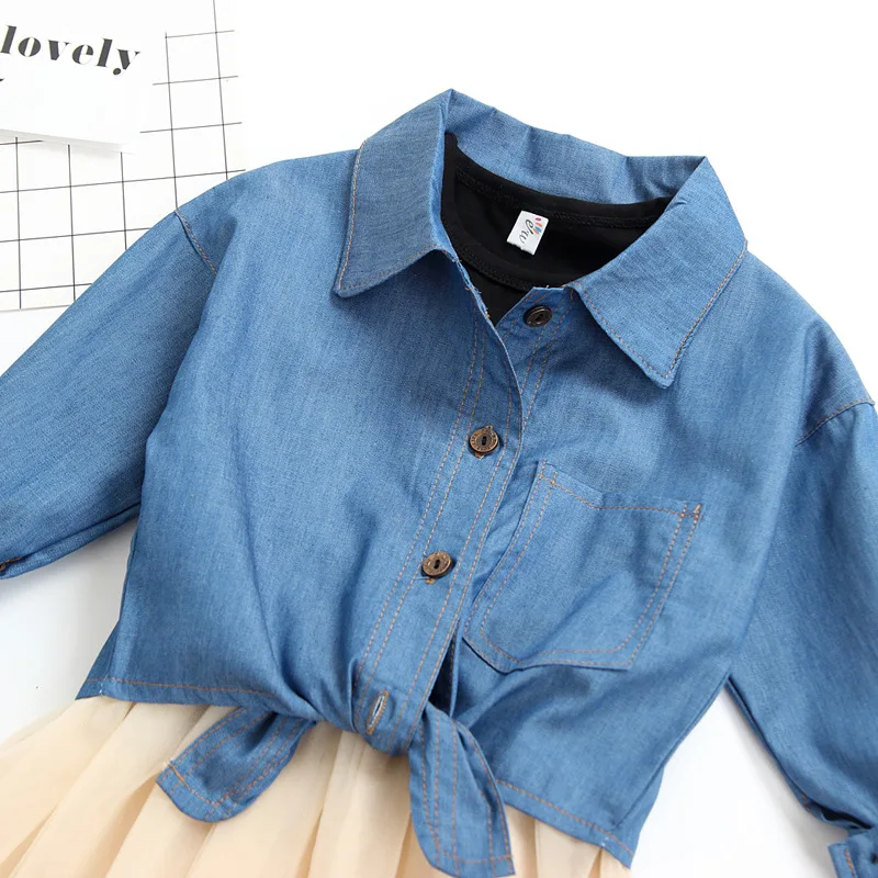 3 шт. Детская футболка с бантом и джинсовая юбка-пачка | Мать ребенок