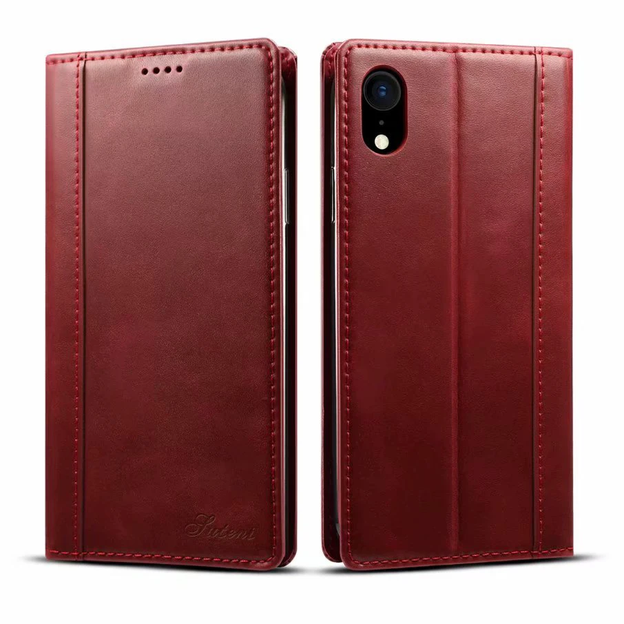 Магнитный флип чехол из натуральной кожи для мобильного телефона iPhone 7 8 Plus X XS Max XR