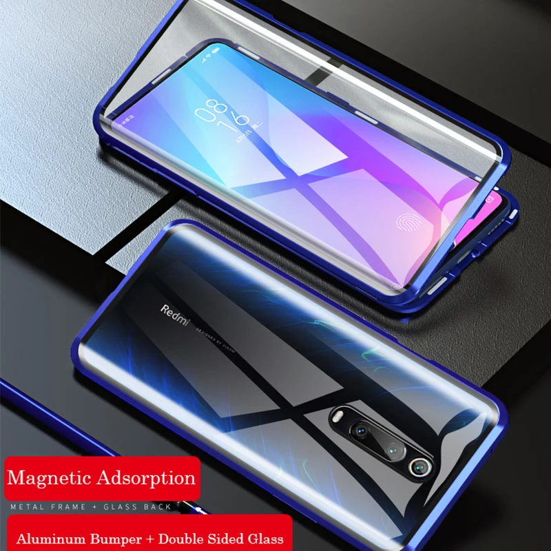 Magnetic Phone Case For Xiaomi 13 12 11 POCO M4 Pro X3 NFC M3 Redmi K50 K20 K40 Note 8 Pro 10 7 MAX3 Metal Bumper Glass Cover