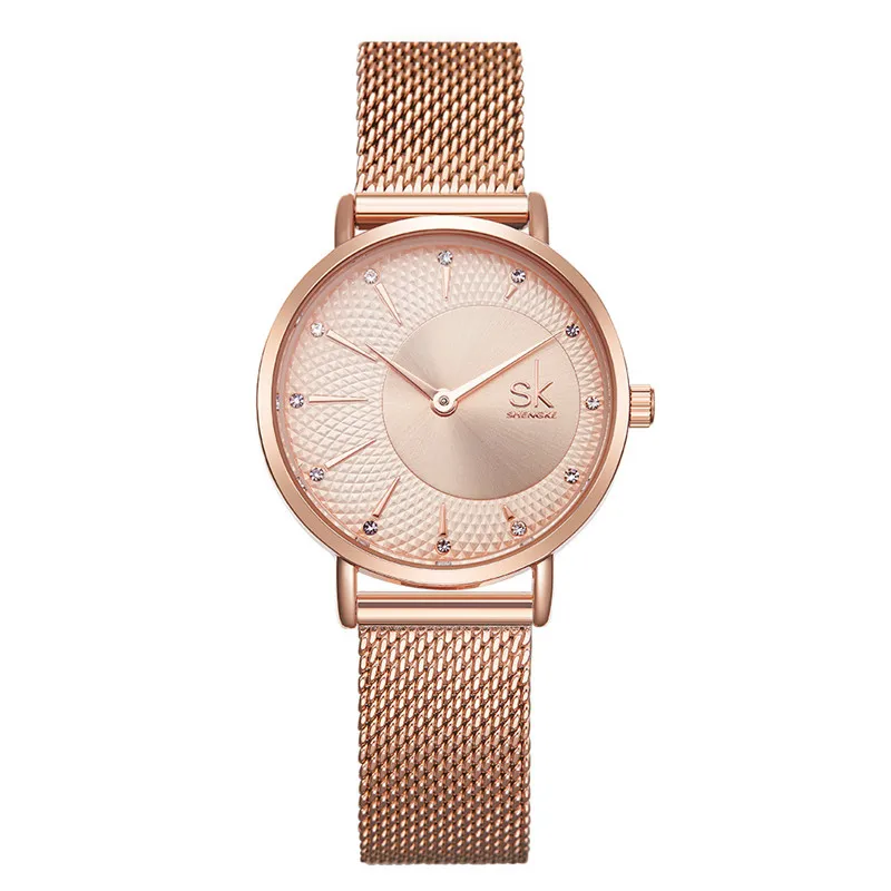 rose gold SHENGKE SK женские часы Топ бренд класса люкс розовое золото женские часы-браслет для дам Наручные часы Montre Femme Relogio Feminino - Цвет: rose gold