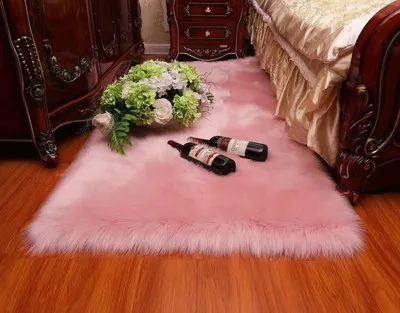 pink Ковер из искусственной овечьей шерсти, ковер для спальни, гостиной, мягкий пушистый белый коврик для пола, домашний декор, пушистые ковры, ТАПИС - Цвет: pink