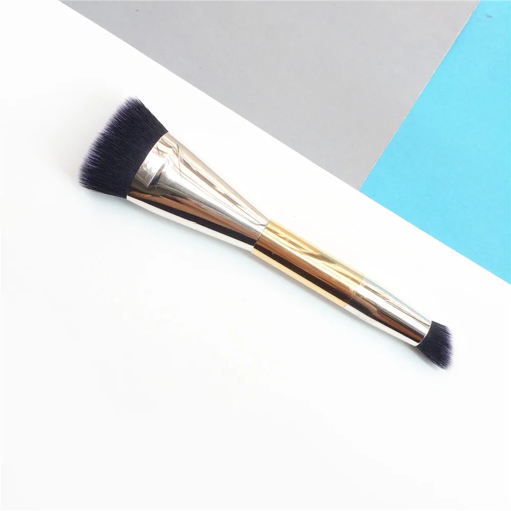 bdbeauty Shape + Shade Custom Contour Brush - Double-ended Metal Flat Contour & Angled Concealer - Beauty Makeup Blender Tool