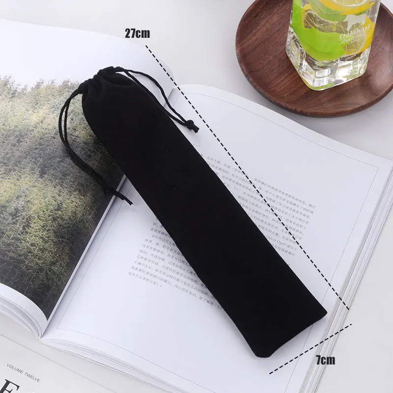 Long Black Bag-1 pcs 4 шт 6 мм соломинки с щеткой для очистки Короткие Коктейльные трубки длинные металлические трубочки для питья соломинки для коктейлей Tapioca молочный чай - Цвет: Long Black Bag-1 pcs