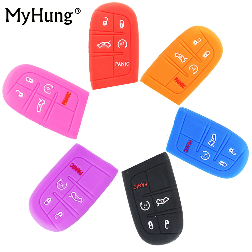 

Car Silicone Key Case Cover Bag For Chrysler Jeep Grand Cherokee Dodge Challenger Charger Dart Durango Journey 5 4 3 2 Buttons