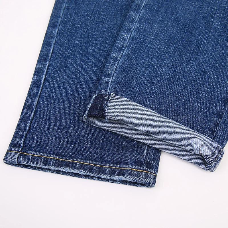 Autumn Casual Style Light Washed Full Length Medium Blue Plus Size 50-120kg Loose Harem High Waist Jeans Women 7090 |