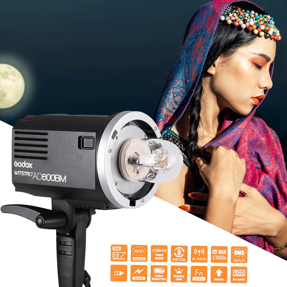 Стробоскопическая вспышка Godox WITSTRO AD600BM Беспроводная для камеры 600WS GN87 HSS 1/8000s 2 4G с