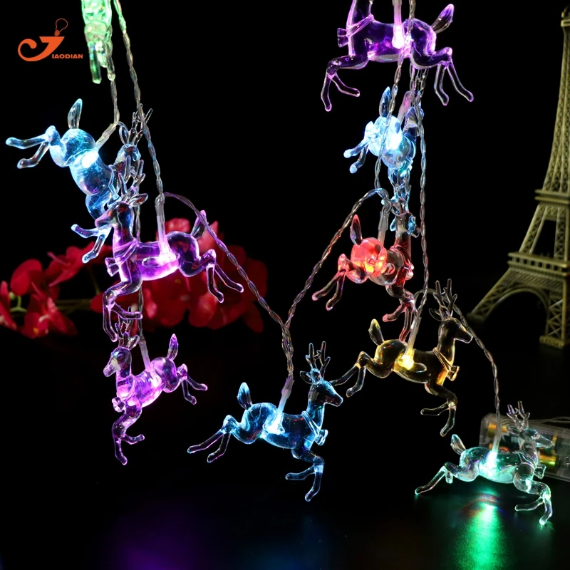 Олень строка украшения Освещение 10LED оленей гирляндой Батарея эксплуатируются rgb