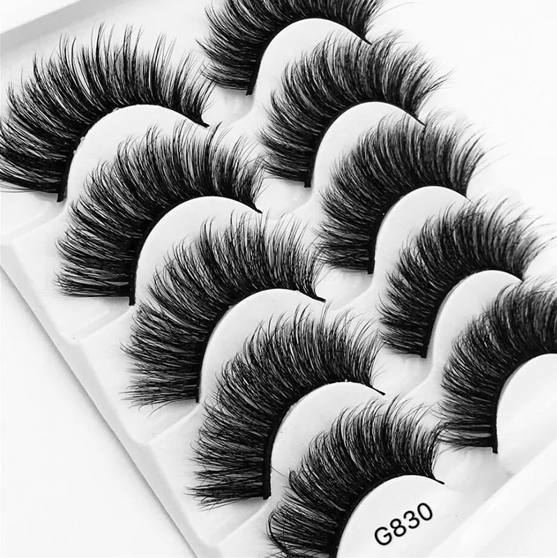 

10 Boxes/Lot 5 Pairs 3d Mink Eyelash Natural Long Lashes Hand Made Soft False Lashes Plastic Cotton Stalk Makeup False Eyelash