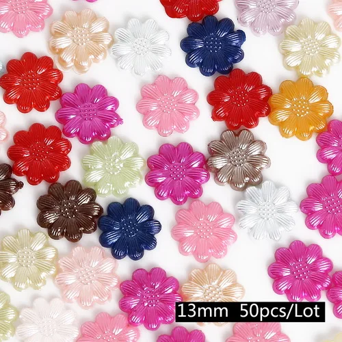 style3 13mm 50pcs 50 шт./упак. ABS жемчуг с плоским дном не пористый случайный цвет смешивание 6-18 мм различных размеров цветок тип смешанных цветов ногтей аксессуары - Цвет: style3 13mm 50pcs