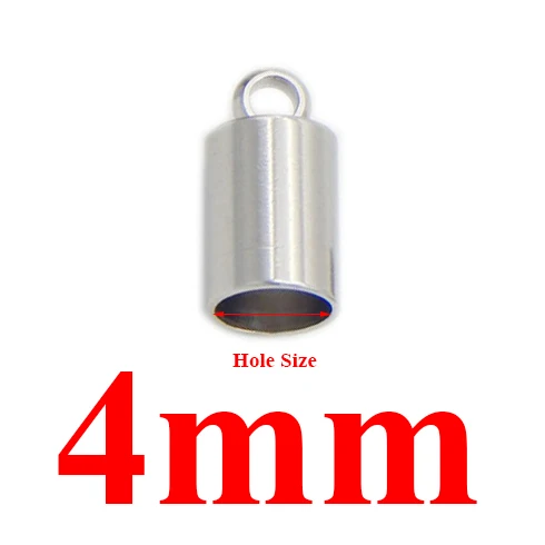 4mm 20 шт несколько вариантов нержавеющая сталь Концевая крышка s для кожаного шнура ожерелье браслет кисточка колпачок разъемы для DIY ювелирных изделий - Цвет: 4mm