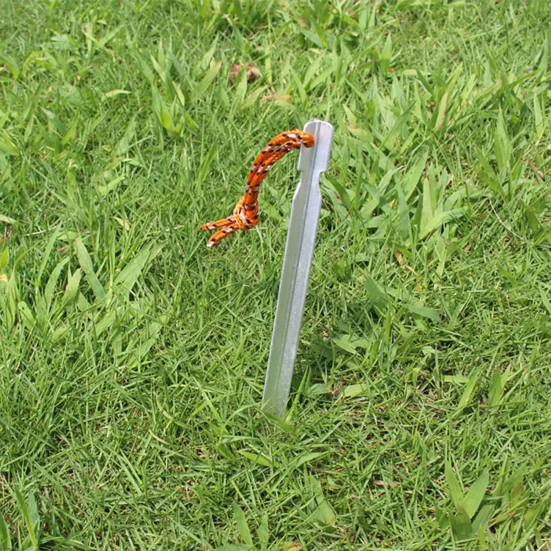 

10pcs/lot 18cm Aluminium Alloy Tent Peg Nail Portable Stake with Rope Camping Equipment Outdoor Traveling Beach Tent Accessories