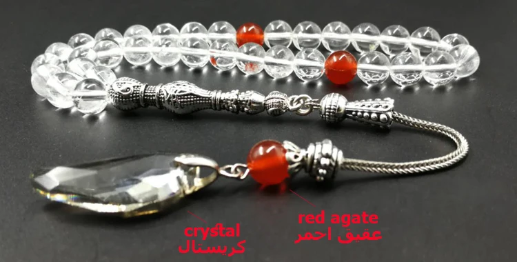 Tasbih белый прозрачный кристалл с красной Агатой кисточкой прозрачный стиль Кристалл Цвет молитва бусины 33 66 99 бусины из камня четки