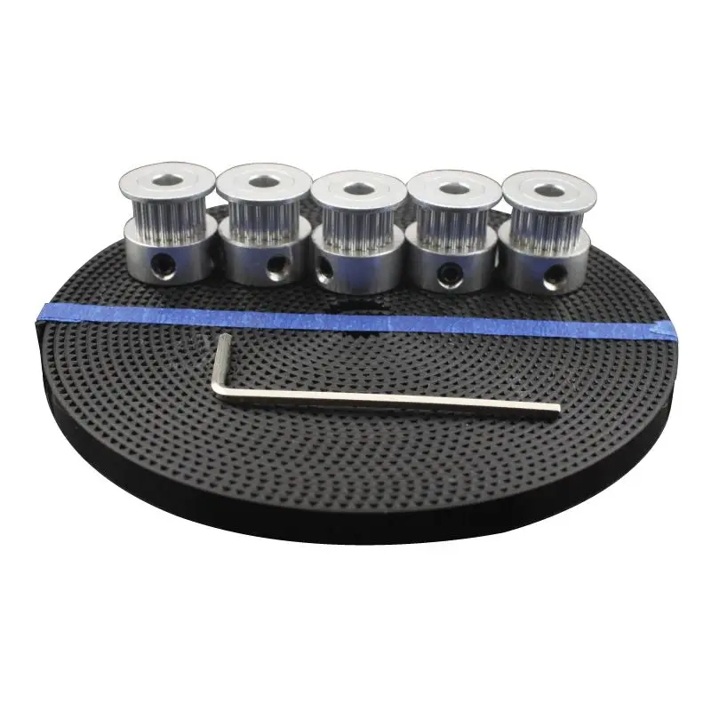 

3D Printer Accessories 5pcs 20 teeth GT2 Timing Pulley Synchronous Wheel Bore 5mm and 5M GT2-6mm GT2 Timing Belt